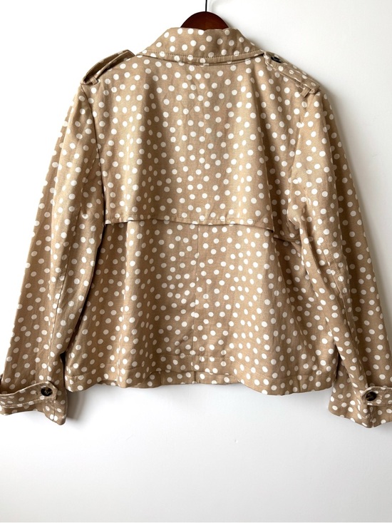Ann Taylor Dotted Swing Trench Coat Tan Large - Picture 7 of 13